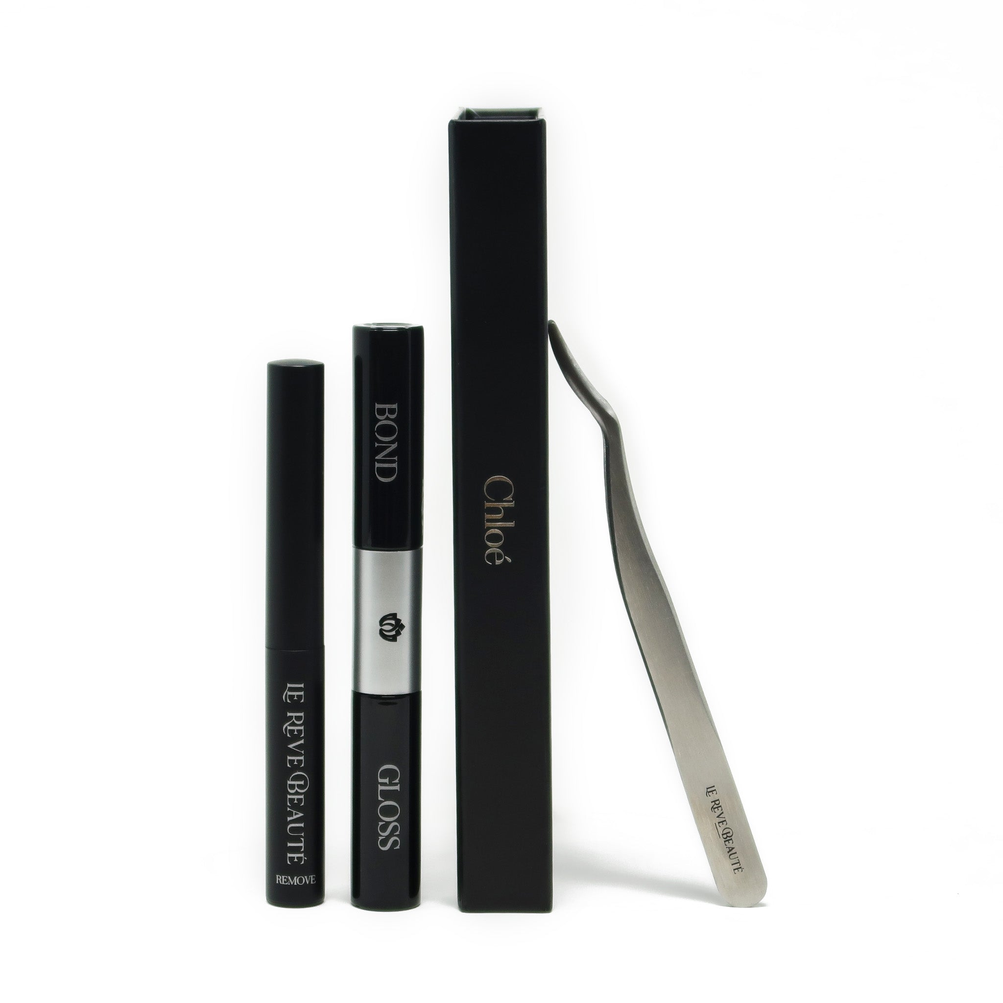 chloé starter kit (includes: liy lash remove, bond and gloss, chloé lashes, and liy lash tweezers)